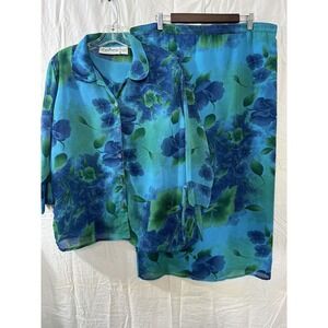 Patchington 3 Pc Skirt Suit Size‎ XL Long Button Front Career Lined Top Skirt